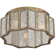 Quoizel Shrine 16in 3-Light Flush Mount | Vintage Aged Gold and Antique Mercury Glass | Bedroom & Hallway | 16 x 16 x 7 in | Model SRE1616AGL