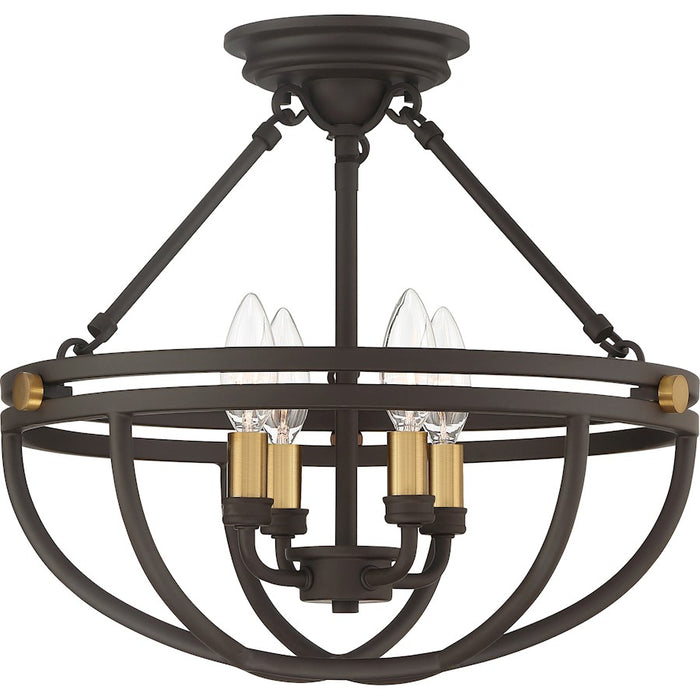 Quoizel Sergeant 4 Light Semi-Flush Mount, Western Bronze