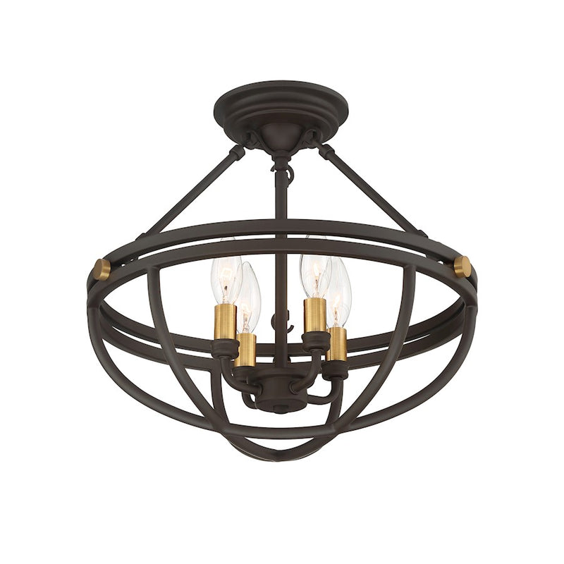 Quoizel Sergeant 4 Light Semi-Flush Mount, Western Bronze