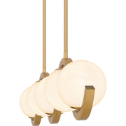 Quoizel Spherical 49in 5-Light Island Chandelier | Modern Aged Brass and White Cloud Glass | Kitchen Island & Dining Room | Model SRI551AB