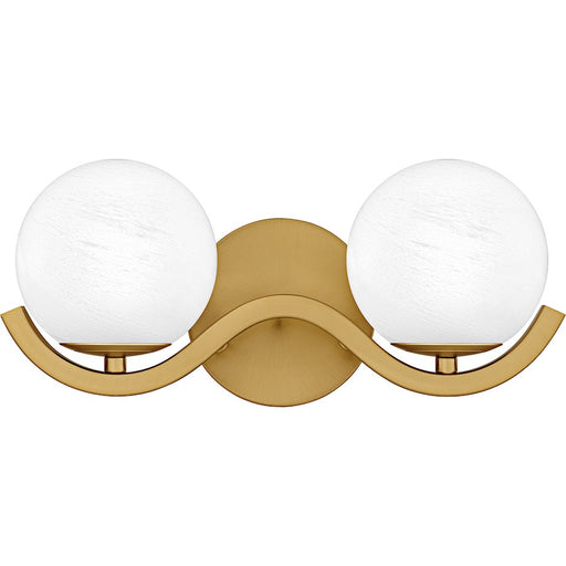Quoizel Spherical 2Light Bath Light, Aged Brass/Cloud Glass - SRI8615AB