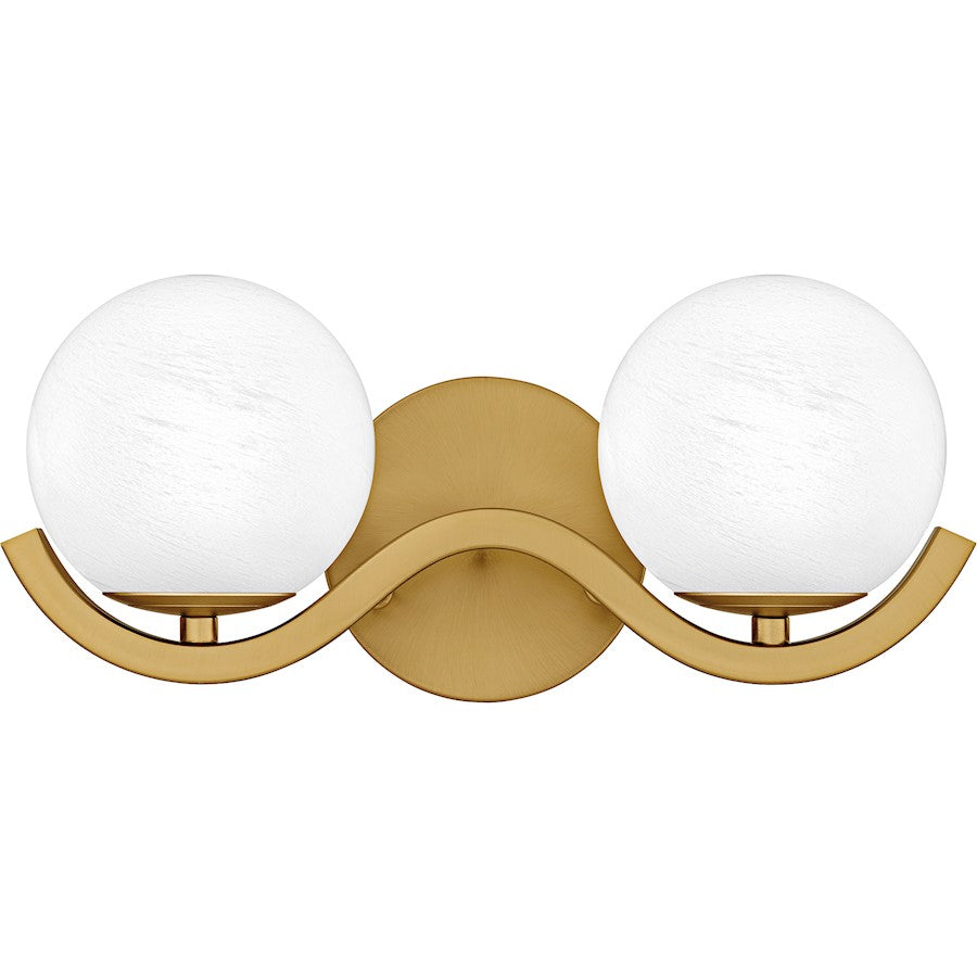 Quoizel Spherical 2Light Bath Light, Aged Brass/Cloud Glass - SRI8615AB