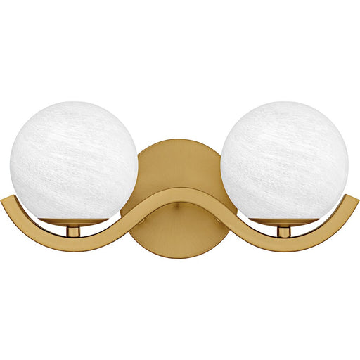 Quoizel Spherical 2Light Bath Light, Aged Brass/Cloud Glass