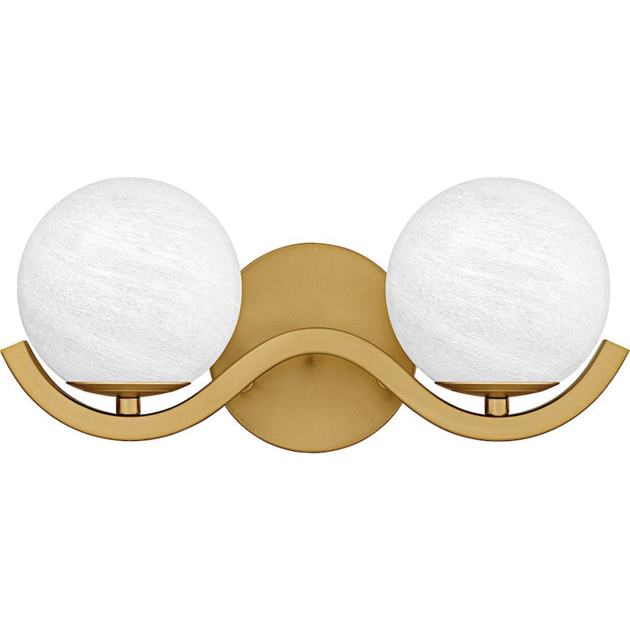 Quoizel Spherical 2Light Bath Light, Aged Brass/Cloud Glass