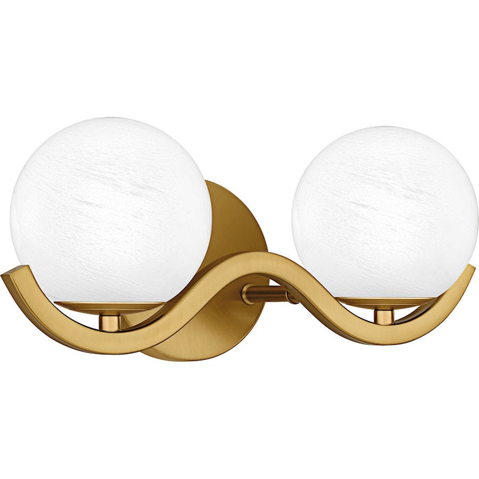 Quoizel Spherical 2Light Bath Light, Aged Brass/Cloud Glass