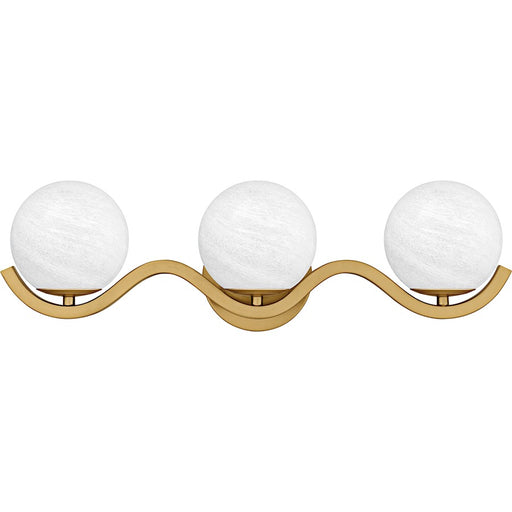 Quoizel Spherical 3Light Bath Light, Aged Brass/Cloud Glass
