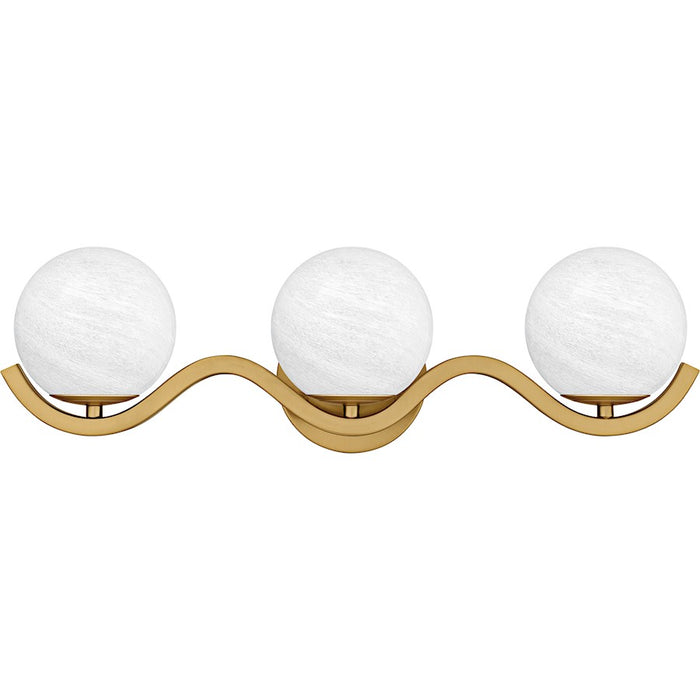 Quoizel Spherical 3Light Bath Light, Aged Brass/Cloud Glass