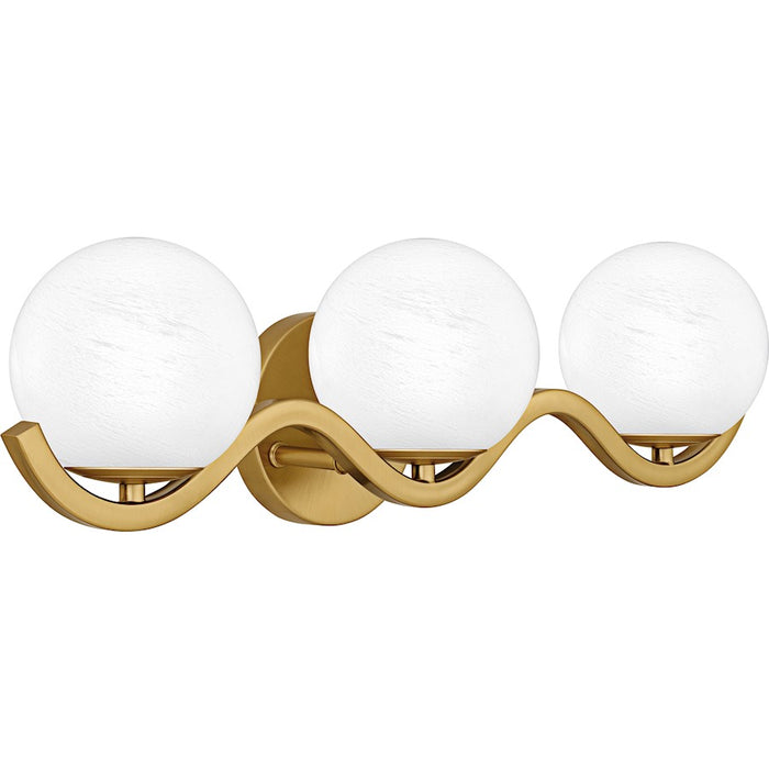 Quoizel Spherical 3Light Bath Light, Aged Brass/Cloud Glass