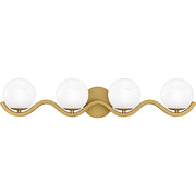 Quoizel Spherical 4Light Bath Light, Aged Brass/Cloud Glass - SRI8631AB