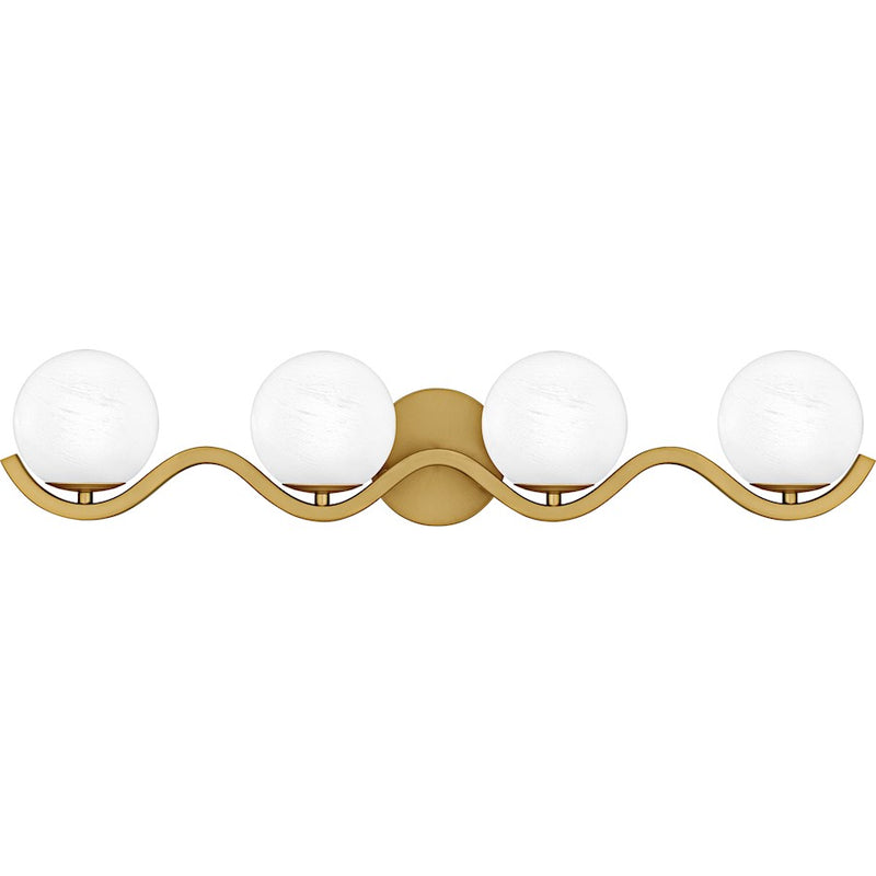 Quoizel Spherical 4Light Bath Light, Aged Brass/Cloud Glass - SRI8631AB