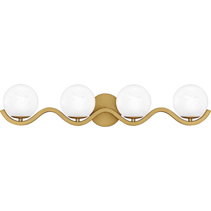 Quoizel Spherical 4Light Bath Light, Aged Brass/Cloud Glass - SRI8631AB