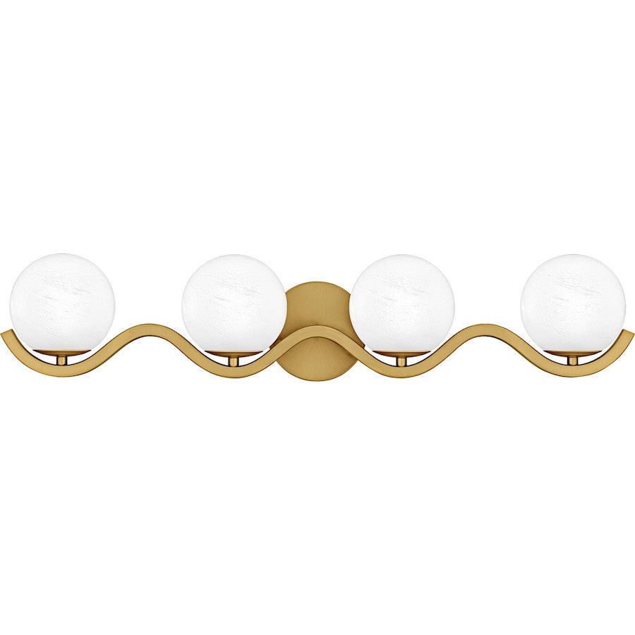 Quoizel Spherical 4Light Bath Light, Aged Brass/Cloud Glass - SRI8631AB