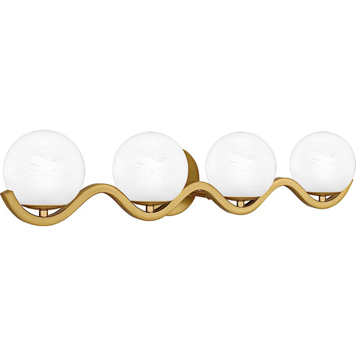Quoizel Spherical 4Light Bath Light, Aged Brass/Cloud Glass