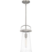 Quoizel Stella 7" 1 Light Mini Pendant, Antique Nickel/Clear