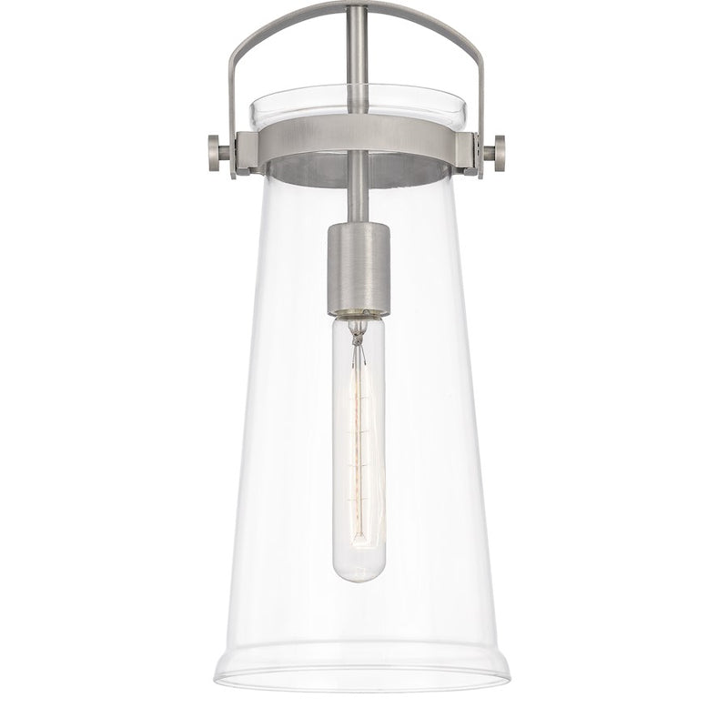 Quoizel Stella 7" 1 Light Mini Pendant, Antique Nickel/Clear