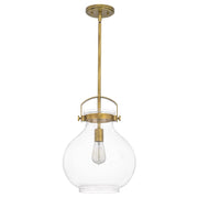 Quoizel Stella 12" 1 Light Mini Pendant, Weathered Brass/Clear