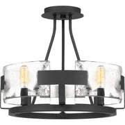 Quoizel Stratum 16in 4-Light Semi-Flush Mount | Artisanal Royal Ebony and Clear Textured Glass | Bedroom & Hallway | 16 x 16 x 14 in | Model STM1716BA