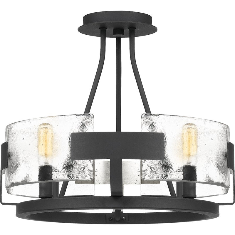 Quoizel Stratum 16in 4-Light Semi-Flush Mount | Artisanal Royal Ebony and Clear Textured Glass | Bedroom & Hallway | 16 x 16 x 14 in | Model STM1716BA