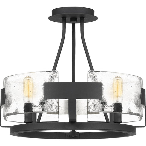 Quoizel Stratum 16in 4-Light Semi-Flush Mount | Artisanal Royal Ebony and Clear Textured Glass | Bedroom & Hallway | 16 x 16 x 14 in | Model STM1716BA