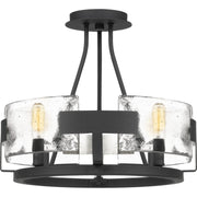 Quoizel Stratum 16in 4-Light Semi-Flush Mount | Artisanal Royal Ebony and Clear Textured Glass | Bedroom & Hallway | 16 x 16 x 14 in | Model STM1716BA