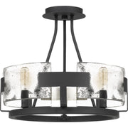 Quoizel Stratum 16in 4-Light Semi-Flush Mount | Artisanal Royal Ebony and Clear Textured Glass | Bedroom & Hallway | 16 x 16 x 14 in | Model STM1716BA