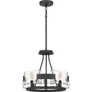 Quoizel Stratum 16in 4-Light Semi-Flush Mount | Artisanal Royal Ebony and Clear Textured Glass | Bedroom & Hallway | 16 x 16 x 14 in | Model STM1716BA