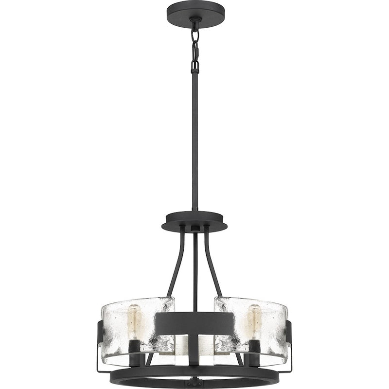 Quoizel Stratum 16in 4-Light Semi-Flush Mount | Artisanal Royal Ebony and Clear Textured Glass | Bedroom & Hallway | 16 x 16 x 14 in | Model STM1716BA