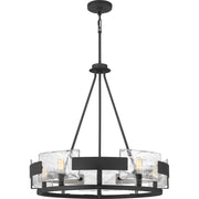 Quoizel Stratum 26in 5-Light Chandelier | Modern Royal Ebony Steel and Clear Textured Glass | Dining Room & Foyer | Model STM5005BA