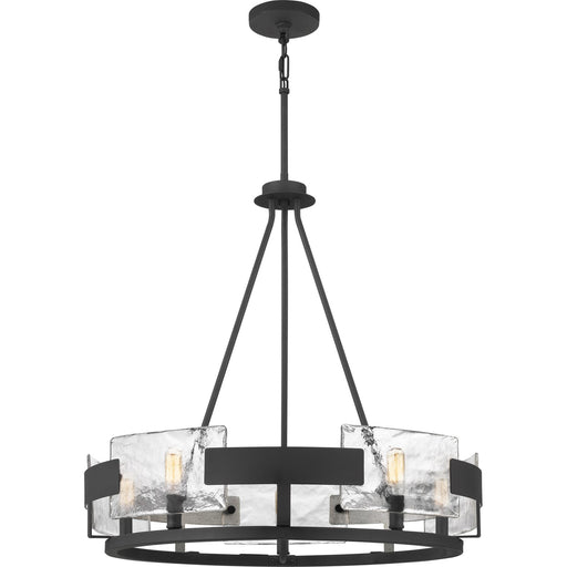 Quoizel Stratum 26in 5-Light Chandelier | Modern Royal Ebony Steel and Clear Textured Glass | Dining Room & Foyer | Model STM5005BA
