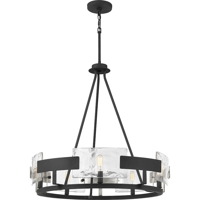 Quoizel Stratum 26in 5-Light Chandelier | Modern Royal Ebony Steel and Clear Textured Glass | Dining Room & Foyer | Model STM5005BA