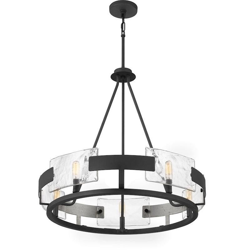 Quoizel Stratum 26in 5-Light Chandelier | Modern Royal Ebony Steel and Clear Textured Glass | Dining Room & Foyer | Model STM5005BA