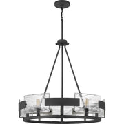 Quoizel Stratum 26in 5-Light Chandelier | Modern Royal Ebony Steel and Clear Textured Glass | Dining Room & Foyer | Model STM5005BA