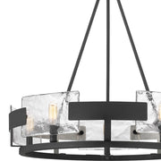 Quoizel Stratum 26in 5-Light Chandelier | Modern Royal Ebony Steel and Clear Textured Glass | Dining Room & Foyer | Model STM5005BA