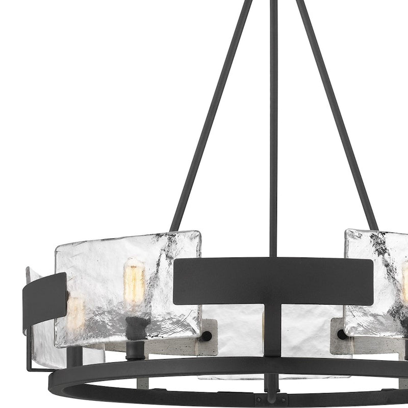 Quoizel Stratum 26in 5-Light Chandelier | Modern Royal Ebony Steel and Clear Textured Glass | Dining Room & Foyer | Model STM5005BA