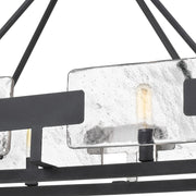 Quoizel Stratum 38in 6-Light Island Chandelier | Modern Royal Ebony Steel and Clear Textured Glass | Kitchen Island & Dining Room | Model STM638BA