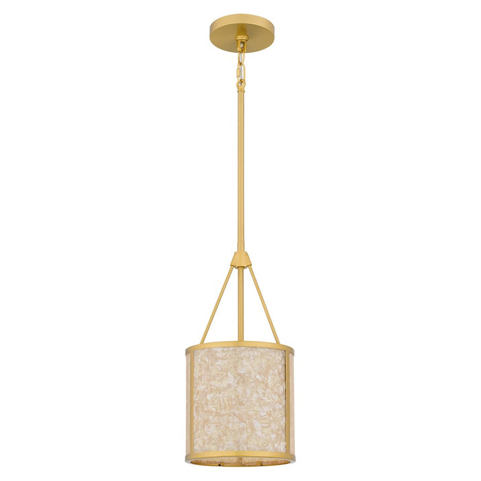 Quoizel Stoneland 1 Light Mini Pendant, Gold/Faux Capiz Shell