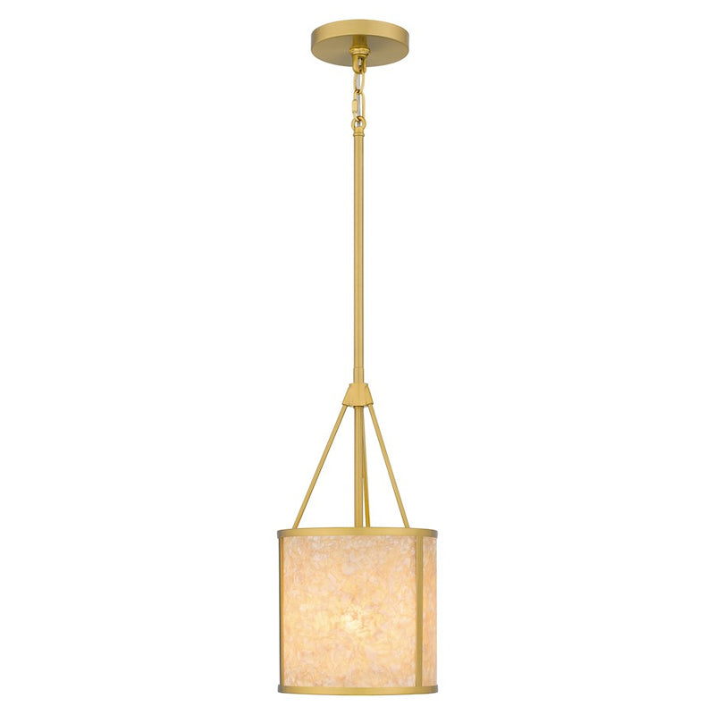 Quoizel Stoneland 1 Light Mini Pendant, Gold/Faux Capiz Shell