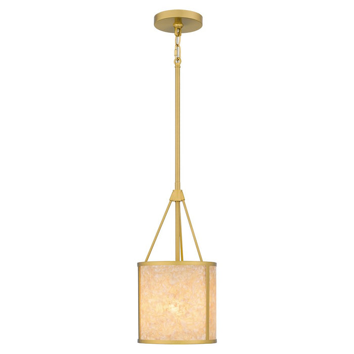 Quoizel Stoneland 1 Light Mini Pendant, Gold/Faux Capiz Shell