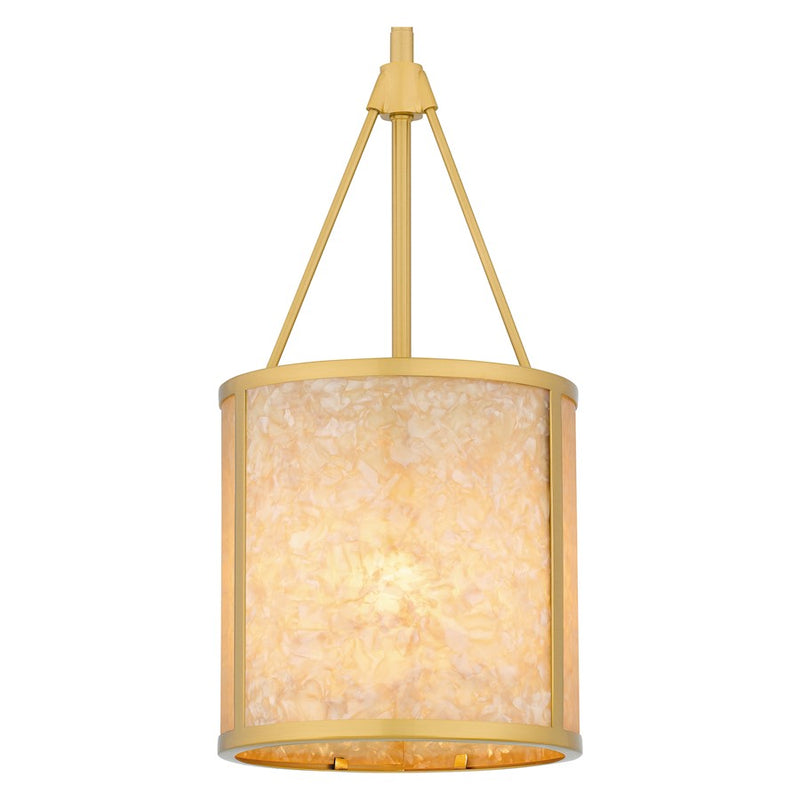 Quoizel Stoneland 1 Light Mini Pendant, Gold/Faux Capiz Shell