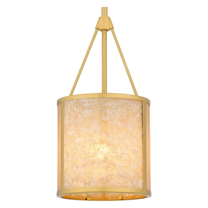 Quoizel Stoneland 1 Light Mini Pendant, Gold/Faux Capiz Shell