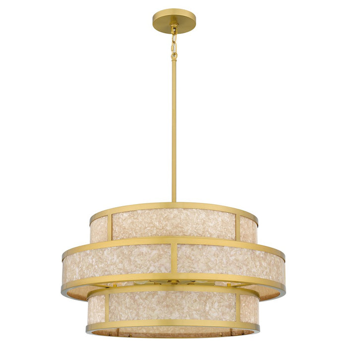 Quoizel Stoneland 6 Light Pendant, Brushed Gold/Faux Capiz Shell