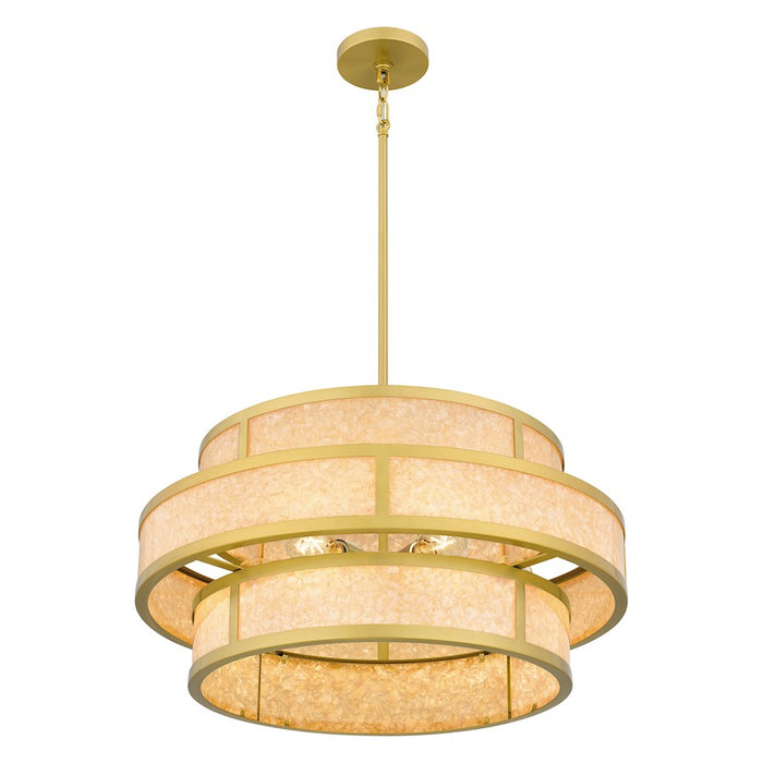 Quoizel Stoneland 6 Light Pendant, Brushed Gold/Faux Capiz Shell