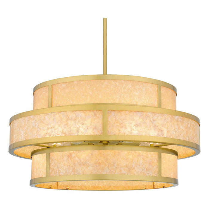 Quoizel Stoneland 6 Light Pendant, Brushed Gold/Faux Capiz Shell