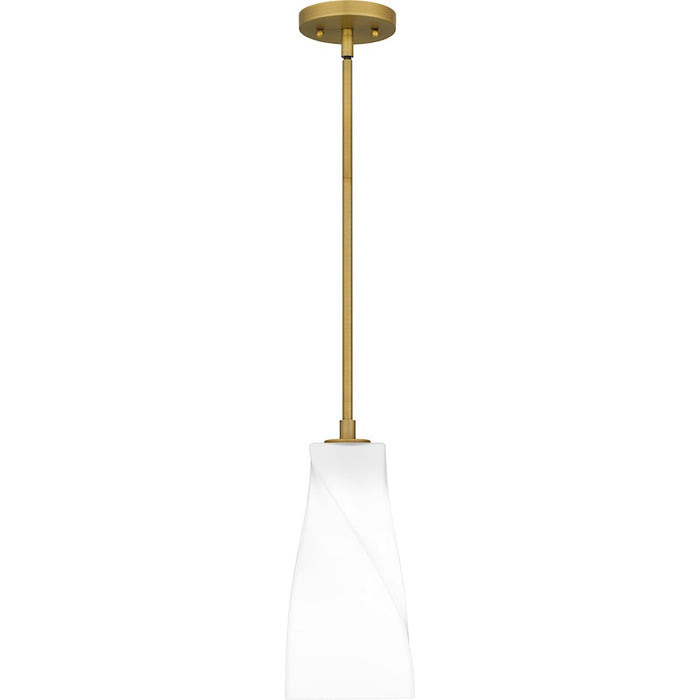 Quoizel Stetson 1 Light 13" Mini Pendant, Gold/Opal Etched Glass