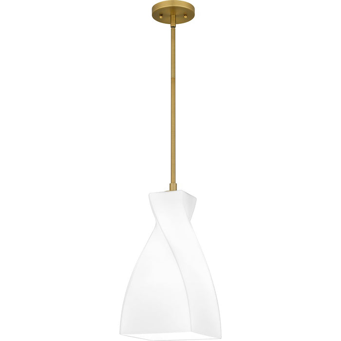 Quoizel Stetson 1 Light 16" Mini Pendant, Gold/Opal Etched Glass