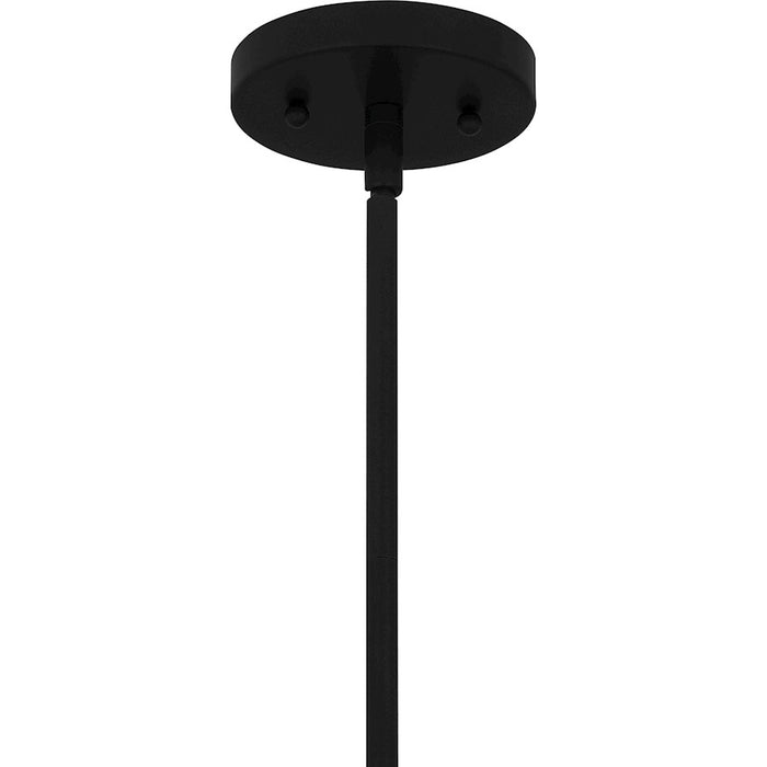 Quoizel Stetson 1 Light 16" Mini Pendant, Black/Clear Seedy Glass