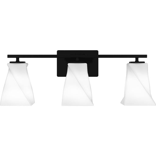 Quoizel Stetson 3 Light Bath Light, Matte Black/Opal Etched Glass - STS8624MBK