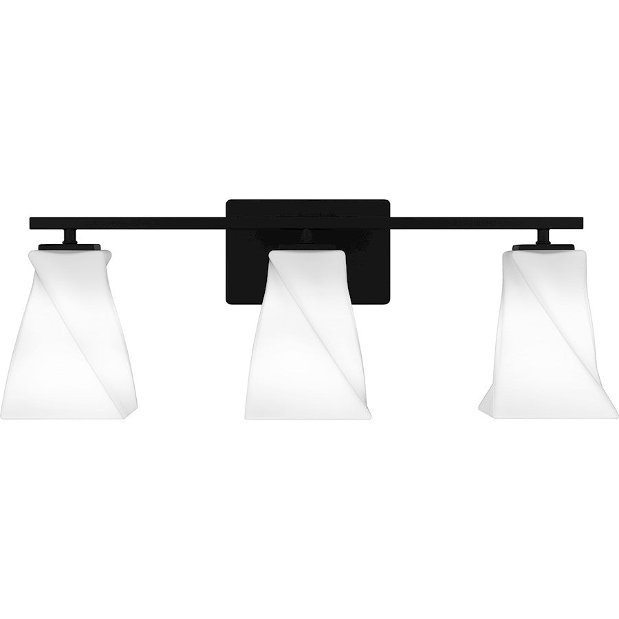 Quoizel Stetson 3 Light Bath Light, Matte Black/Opal Etched Glass - STS8624MBK