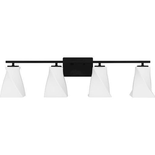 Quoizel Stetson 4 Light Bath Light, Matte Black/Opal Etched Glass