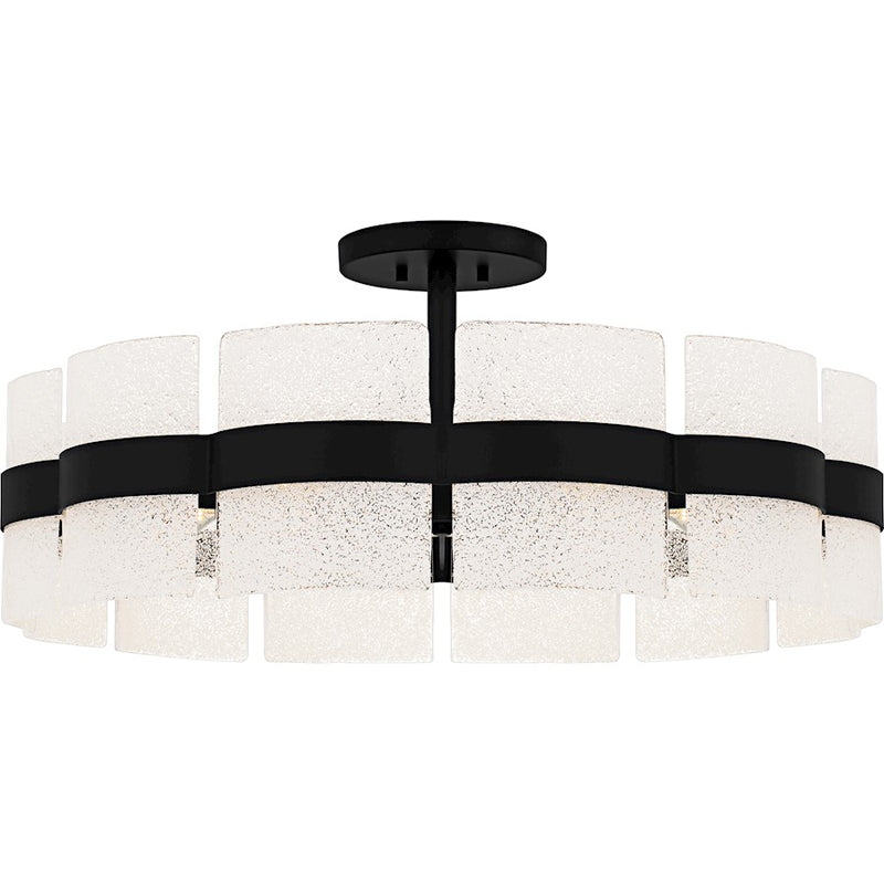 Quoizel Sweeney 6Lt Semi-Flush Mount, Black/Clear/White Sand Inside - SWE1730MBK